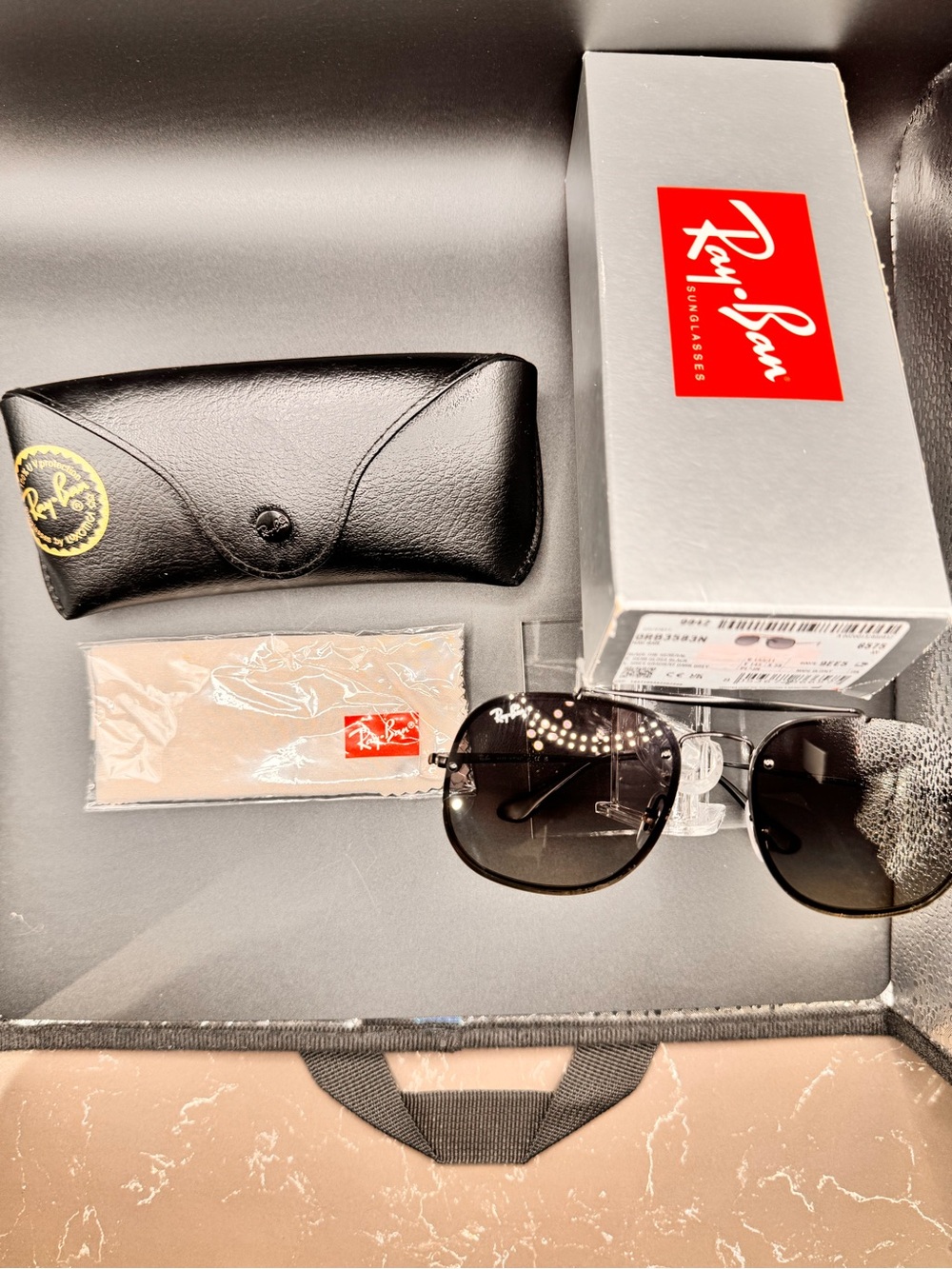 Ray-Ban Aviator Sunglasses - Black Gradient Lenses with Silver Frame - Picture 9 of 10